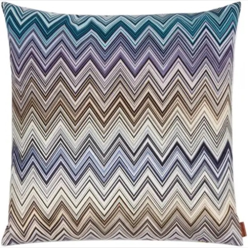 Missoni Jarris Cushion 16 Inch Blue Zigzag Throw Pillow 16x16